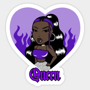 Queen Doll girl Purple-Heart V1 Sticker